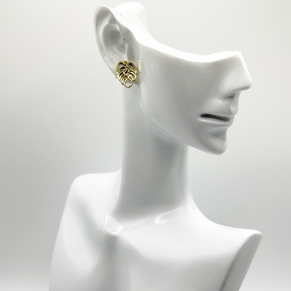 All 4 sets Minimalist monstera stud earrings